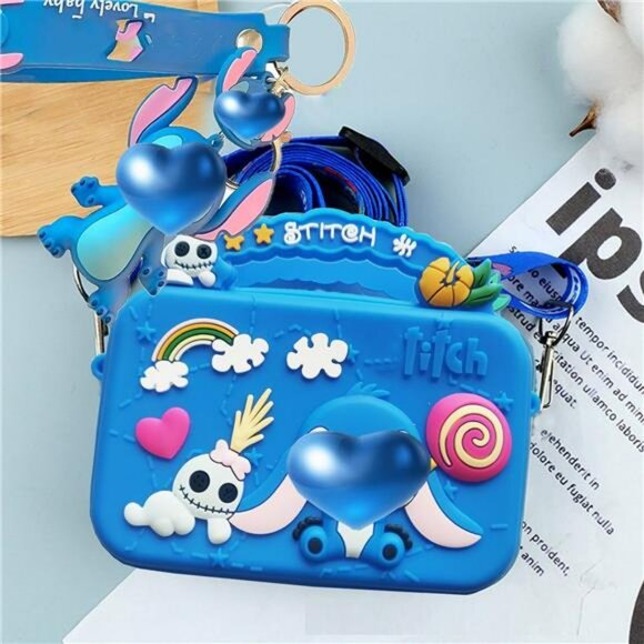 Girls crossbody bag wallet purse with zipper coin pouch adjustable strap blue gi - Picture 5 of 8